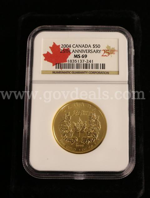 NGC Graded 2004 Canada 25th Anniversary $50 Gold Coin