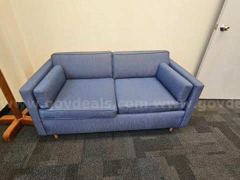 Blue Upholstered Office Loveseat Sofa
