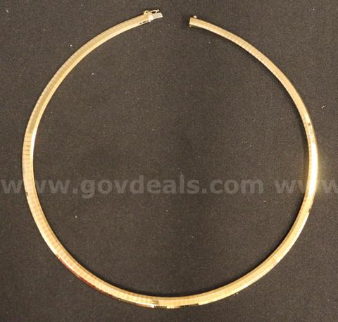 14k Yellow Gold Omega Link Necklace, 27.1 Grams