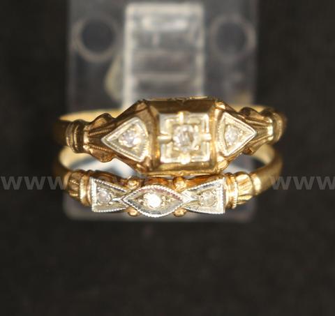 Vintage 14k Yellow Gold 2 Piece Diamond Wedding Set, 2.1 Grams
