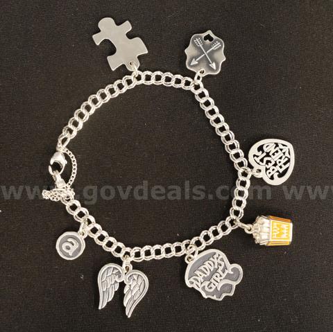 James Avery Double Curb Link Bracelet With 7 Charms, 32.0 Grams