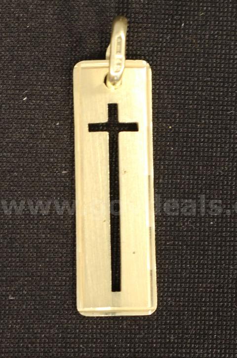 14K Yellow Gold Shadow Cross Design Pendant, 3.2 Grams
