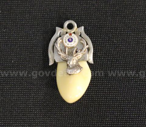 18k White Gold Masonic 11th Hour Elk Tooth Pendant, 3.7 Grams