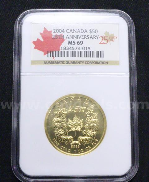 NGC Graded 2004 Canada 25th Anniversary $50 Gold Coin