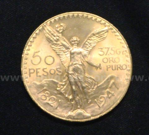 1947 Gold Mexico 50 Peso Coin, 41.6 Grams