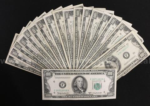 42 U.S. 1930s, 1950s & 1960s $100 Dollar Green Seal Federal Reserve Notes