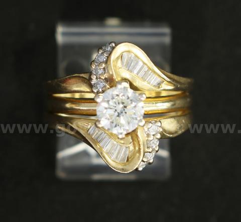 14K Yellow Gold 2PC Diamond Wedding Set, 8.8 Grams