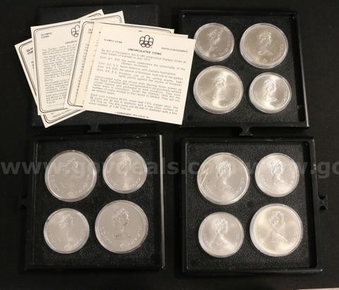 12- 1976 Canadian Olympic Sterling Silver Coins, 437.4 Grams Total