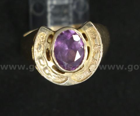 10K YG Horseshoe Design Ring With Change Of Color Spinel Stone, 5.7 Grams