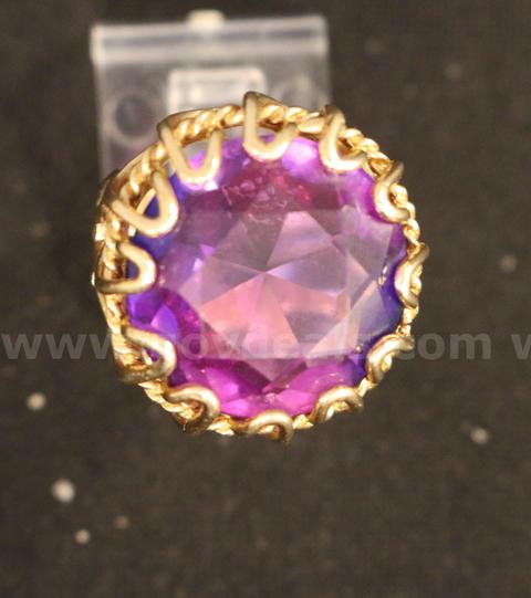 14K Yellow Gold Filigree Design Ring With Large Round Purple Spinel, 12.1 Grams