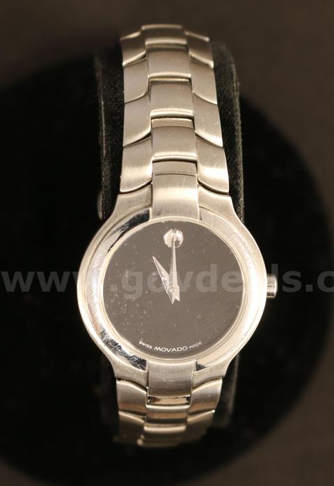 Ladies Movado Museum Black Stainless Steel Quartz Wrist Watch