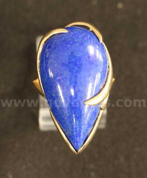 14k Yellow Gold Cocktail Ring with Lapis Lazuli, 6.4 Grams