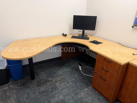 Commercial-grade, L-shaped office desk