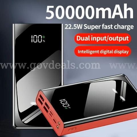 50000mAh Power Bank 22.5W Fast Charge Portable Charger Digital Display Dual USB