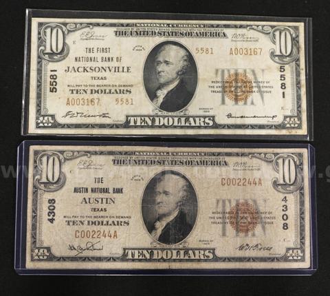 2- U.S.$10 First National Bank Notes