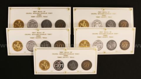 5 First Medal Of Colonel Benjamin Franklin Terry Series- Terry County, Tx Sets