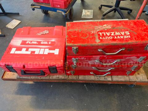 Lot of 9x Milwaukee & Hilti Sawzall Reciprocating Saws with Toolboxes
