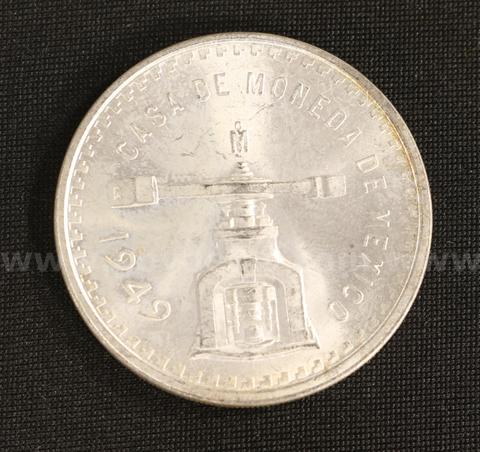 Graded 1949 Casa De Monedo Mexico 1oz Silver Peso Coin
