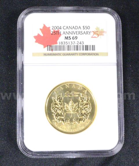 NGC Graded 2004 Canada 25th Anniversary $50 Gold Coin