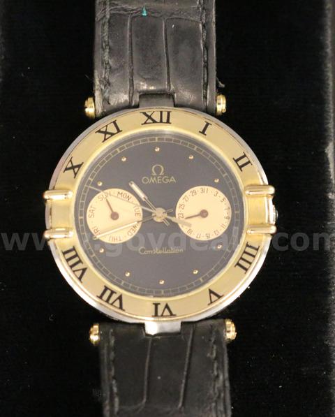 Omega Constellation Watch With Black Leather Band