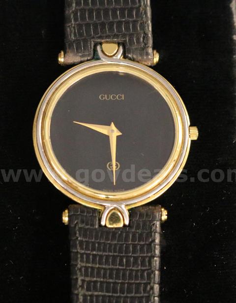 Gucci 4500M Watch with Black Leather Band