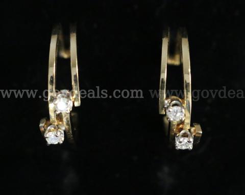 14k Yellow Gold Offset 3/4 Hoop Earrings with Diamonds, 7.0 Grams