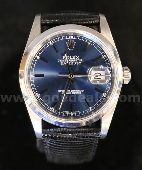 Stainless Steel Rolex Datejust With Lizard Skin Band