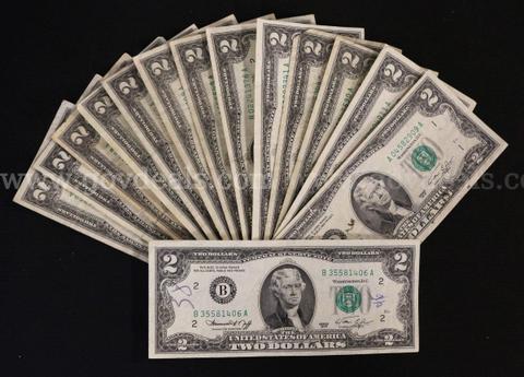 150 Assorted U.S. Two Dollar Bills