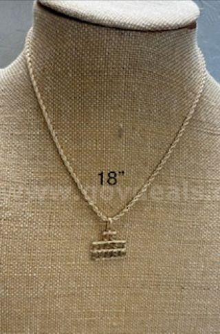 24k Gold, 2MM, 18", Rope Chain Necklace, W/US Coast Guard Pendant