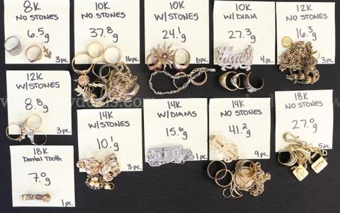 54 Pieces Of Scarp Gold Jewelry, 221.7 Grams