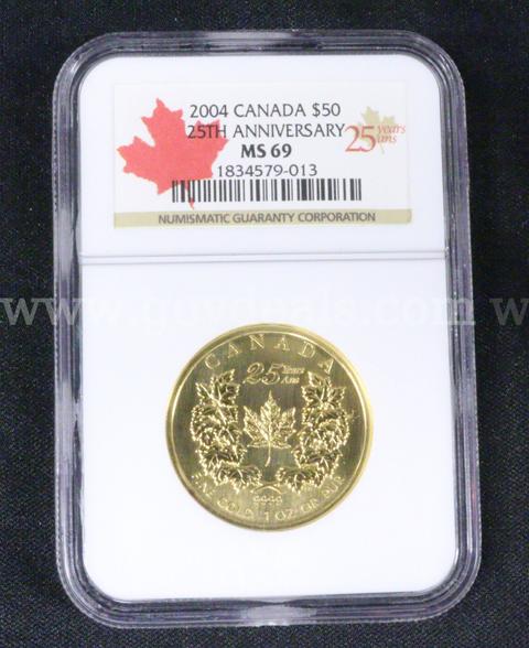 NGC Graded 2004 Canada $50 25th Anniversary 1 Ounce Gold Coin