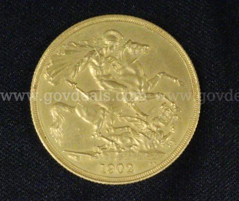 1902 Great Britain Gold Double Sovereign Coin, 15.98 Grams