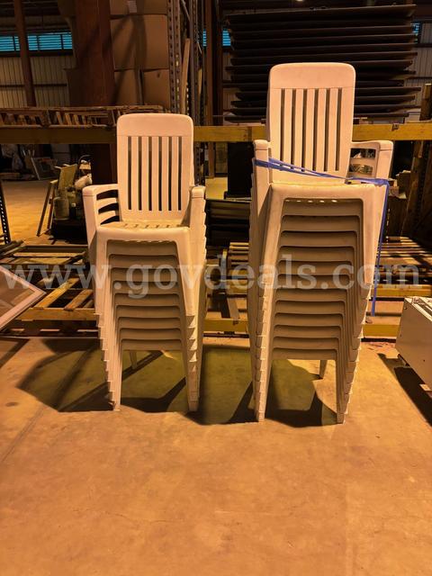 (22) White Pool Deck Chairs   (BUY NOW $50)
