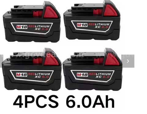 4 Pack Milwaukee M18 REDLITHIUM XC 6.0 Ah Extended Capacity Battery 48-11-1860