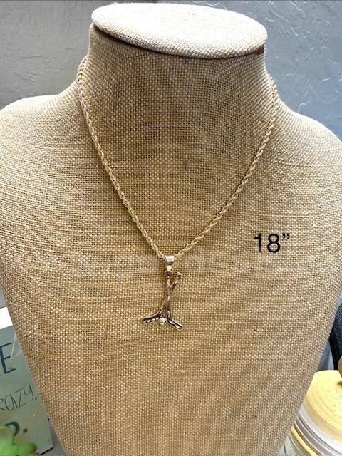 24k Gold, 4MM, Diamond Cut Rope Necklace, W/18" Chain, & Diamond Cut Hockey Stick Pendant