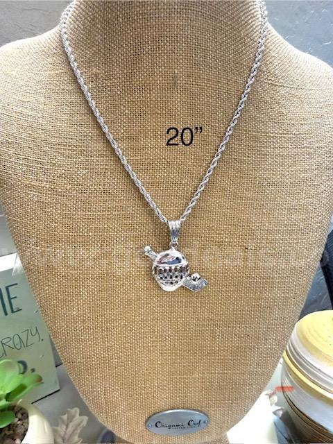Rhodium Clad, 4MM, 20" Rope Chain W/With Hockey Pendant
