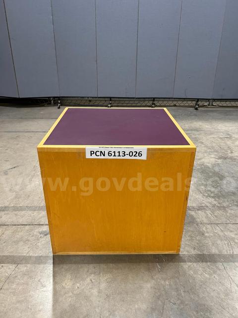 Pedestal, Square, Wood, Purple Top