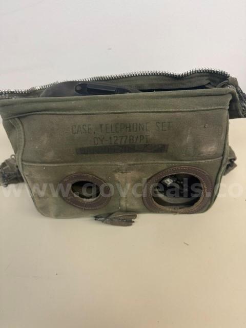 Military Field Telephone Set TA-312/PT w/ Handset & Canvas Carry Bag
