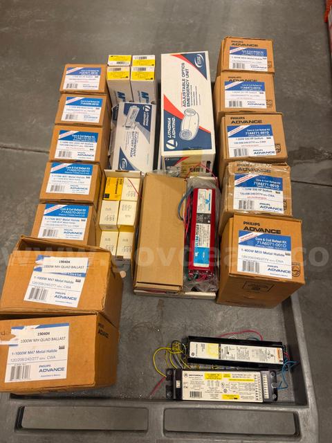 Pallet of Industrial Light bulbs and Ballasts