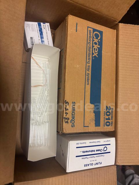 Lab Supply Lot – Glass Pasteur Pipettes , Microscope Slides, Cidex Tray System and small test tubes