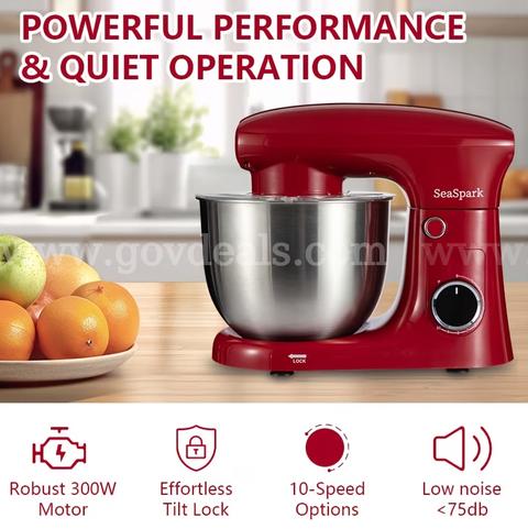 Stand Mixer Red 300W 10-Speed 5.5QT Stainless Bowl Tilt-Head SM-1511P .2 packs.