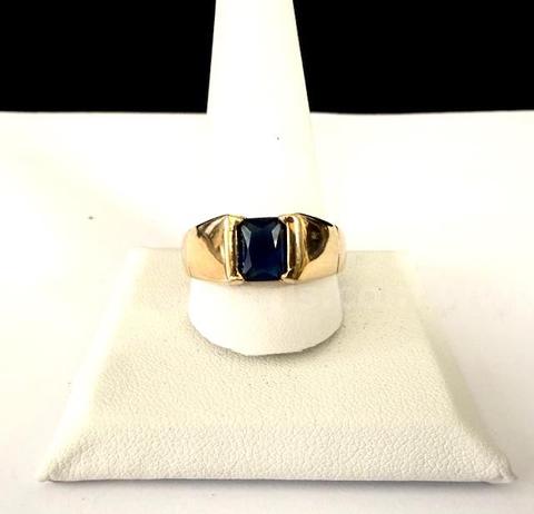 Beautiful, 24k Gold, Men's, Size 12, CZ Sapphire Ring