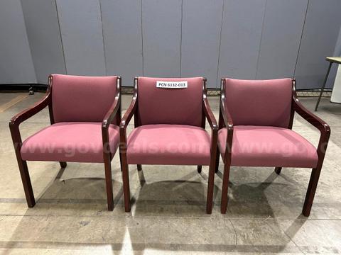 Chairs, Guest, Burgandy, Wood Frame