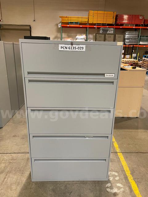 Cabinet, Filing, 5 drawers, Lateral, Metal, With Key