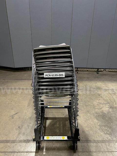 Chair, Guest, Purple-Grey, Plastic, Metal Frame-Legs, Stackable, With Metal Cart