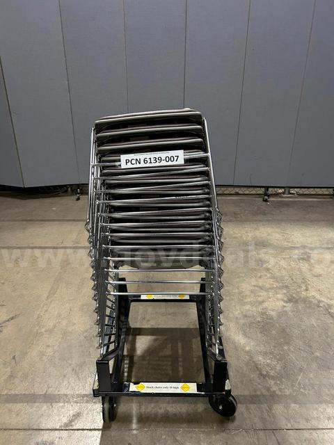 Chair, Guest, Purple-Grey, Plastic, Metal Frame-Legs, Stackable, With Metal Cart