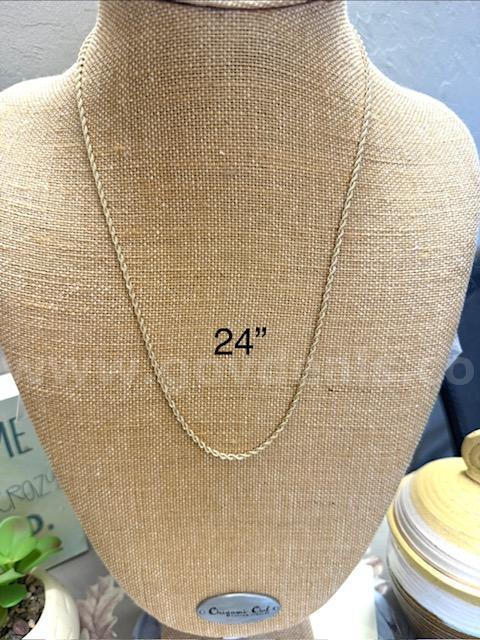 Beautiful, 24k Gold, 2MM, 24" Rope Chain