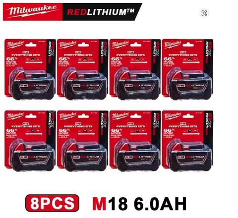 8 Pack Milwaukee M18 6.0Ah Battery18V Lithium-Ion... with power bank charger...