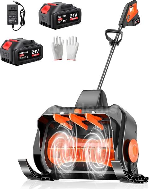 16" Cordless Electric Snow Shovel with Dual 21V Batteries for Driveways