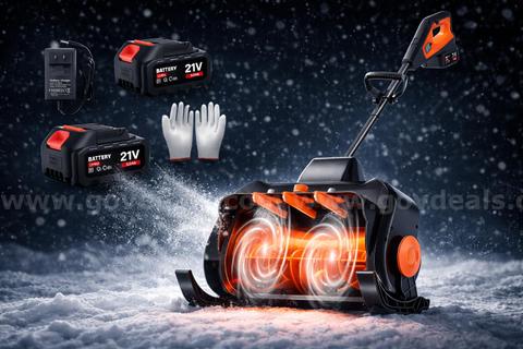 FREE SHIPPING - NEW -16" Cordless Electric Snow Shovel with Dual 21V Batteries for Driveways